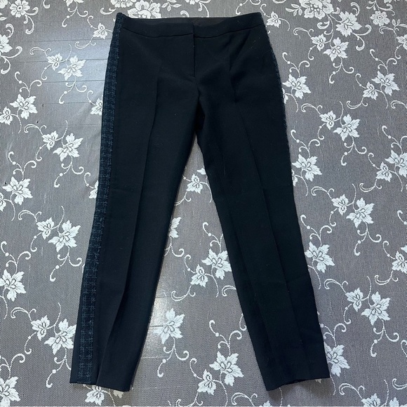 Tory Burch Tobie Tweed Boucle Tuxedo Tapered Pants size 6 Black Wool Blend - Picture 4 of 15